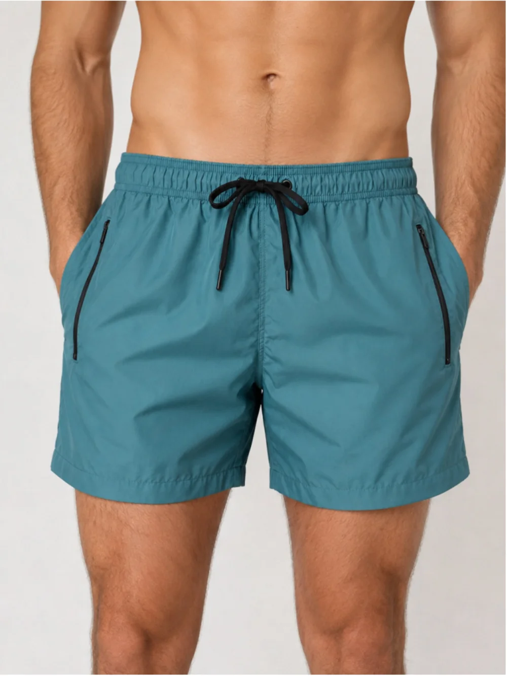 H&M Men’s Turquoise Swim Shorts with Zipper Pocket – Size Large (L)